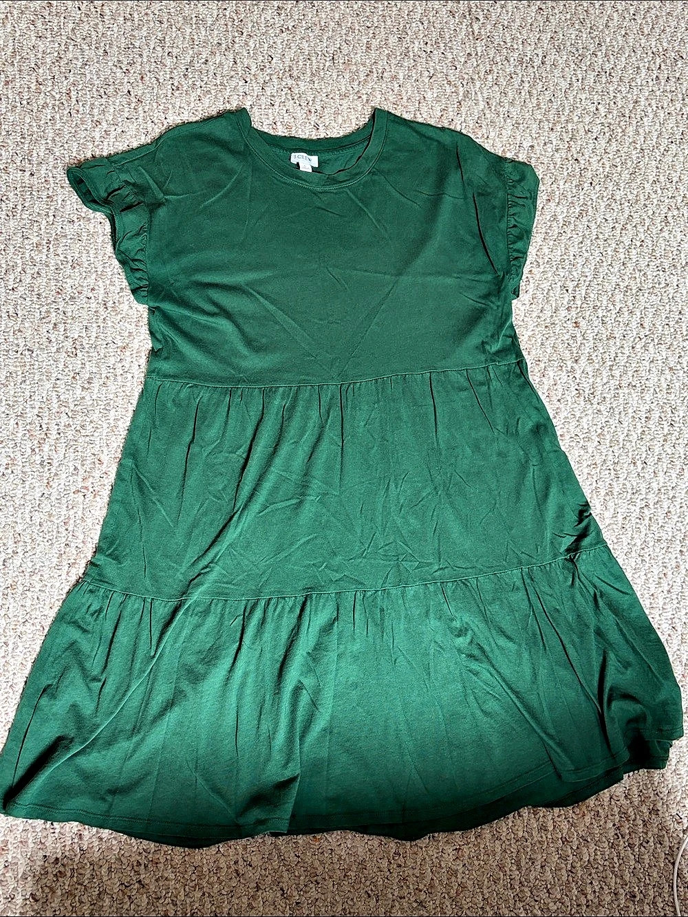 J.Crew Factory Knit Jersey Tiered Dress Green